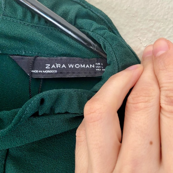 Zara Green Ruffle Mini Dress Large - Picture 3 of 8